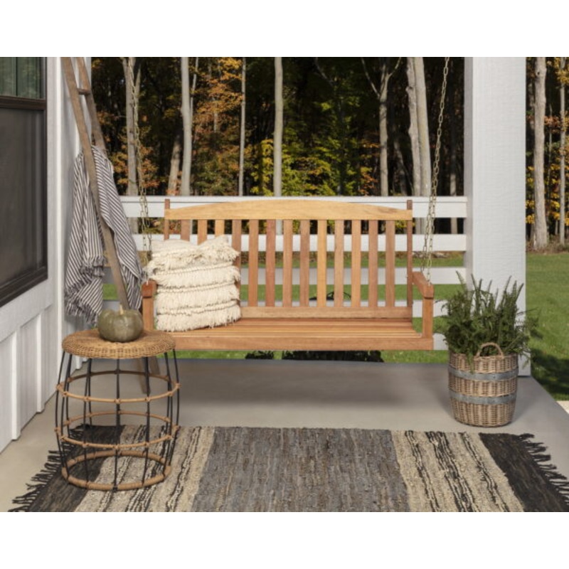 Barrington 2 Person Hardwood Porch Swing with Chains in Stained Finish | Bigbigmart.com