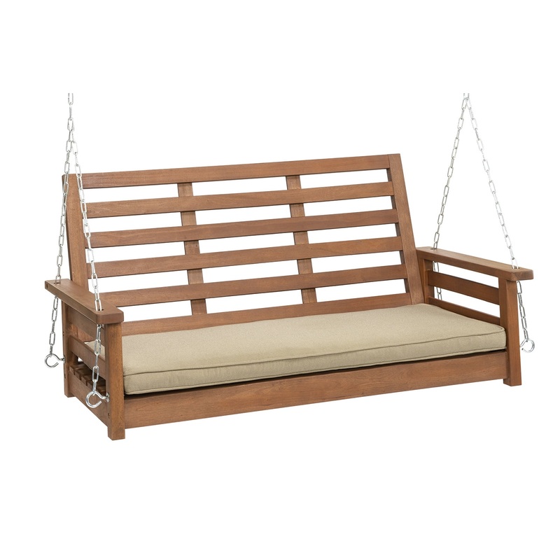 Barrington 4′ Porch Swing with Oil Finish Seats 1-2 People with Olefin Cushion, 901289 | Bigbigmart.com