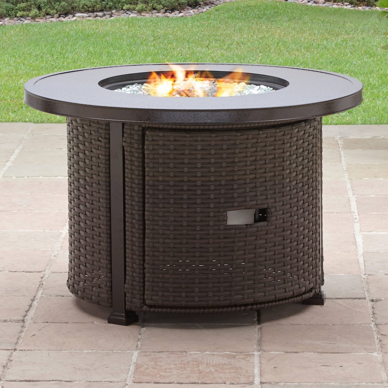Better Homes & Gardens Colebrooke 37 Round 50,000 BTU Propane Gas Fire Pit Table with Glass Beads, Metal Lid and Protective Cover | Bigbigmart.com