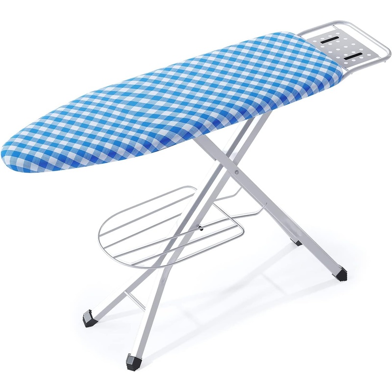 BKTD Ironing Board, Heat Resistant Cover Iron Board with Steam Iron Rest, Non-Slip Foldable Ironing Stand. Heavy Sturdy Metal Frame Legs Iron Stand(13 * 34 * 53 Inches) (Blue White) | Bigbigmart.com