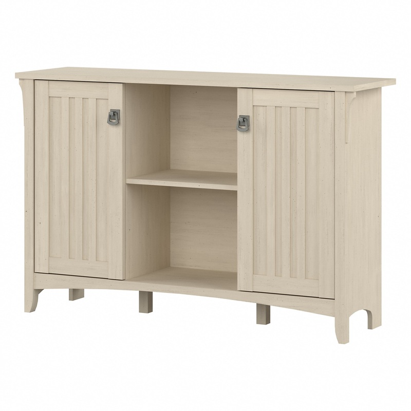Bush Furniture Salinas Accent Storage Cabinet with Doors, Antique White | Bigbigmart.com