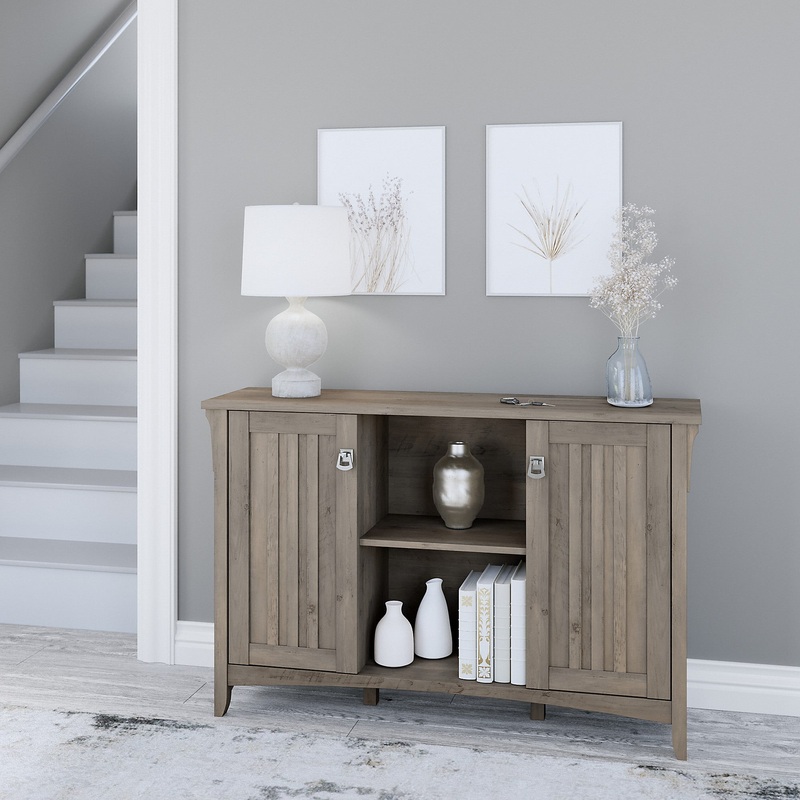 Bush Furniture Salinas Accent Storage Cabinet with Doors, Driftwood Gray | Bigbigmart.com