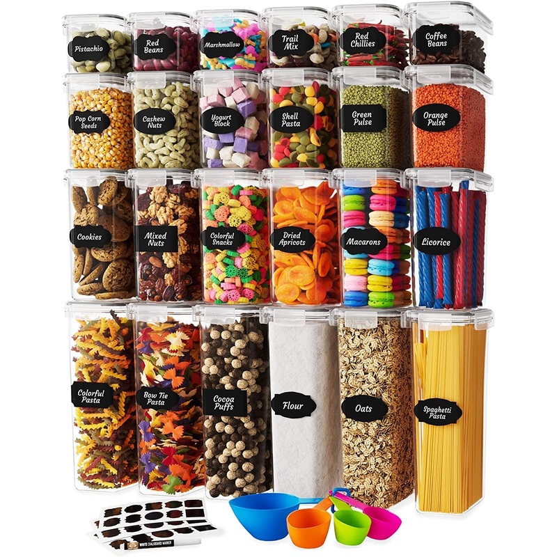 Chef’s Path Airtight Food Storage Container Set – 24 Piece, Kitchen & Pantry Organization, BPA-Free, Plastic Canisters with Durable Lids Ideal for Cereal, Flour & Sugar – Labels, Marker & Spoon Set | Bigbigmart.com