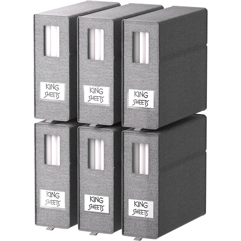 chinensis 6 Pack Sheet Organizer,Sheet Cube Bed Sheet Organizers,Foldable Cubes for Sheets,Sheet Storage Organizer,Bedsheet Organizers Folding Box,Sheet Storage for Closet,Grey | Bigbigmart.com