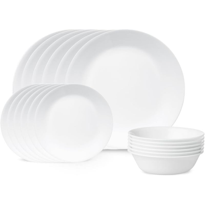 Corelle Livingware 18-Piece Dinnerware Set, Winter Frost White, Service for 6 (1088609) | Bigbigmart.com