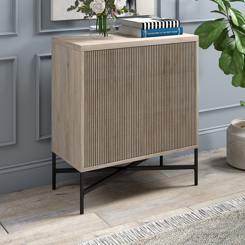 Evelyn&Zoe Modern/Contemporary 28 Wide Antiqued Gray Oak Accent Cabinet (28 W x 15 D x 32 H) | Bigbigmart.com