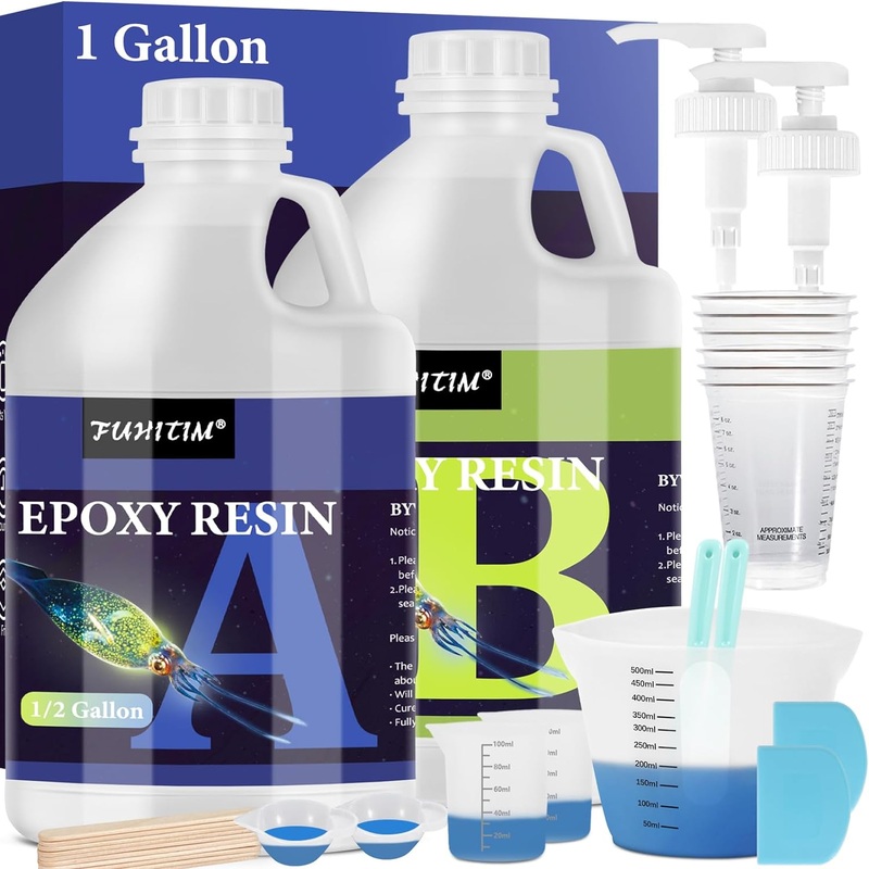 FUHITIM Epoxy Resin 1 Gallon – Crystal Clear Epoxy Resin Kit – Self-Leveling, High-Glossy, No Yellowing, No Bubbles Casting Resin Perfect for Crafts, Table Tops, DIY 1:1 Ratio | Bigbigmart.com