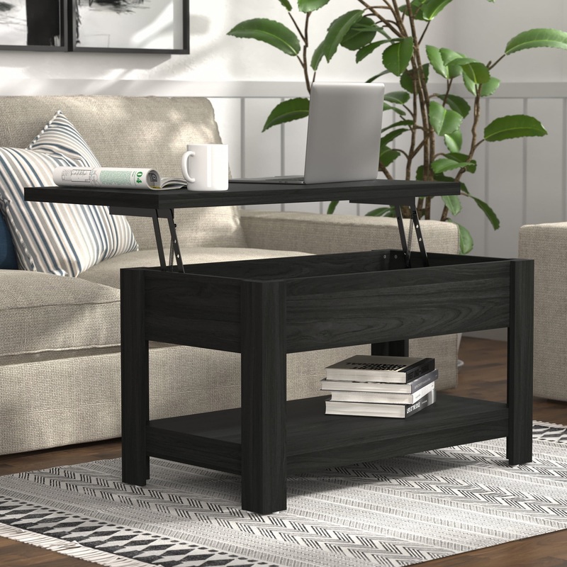 Hillsdale Coover Wood Rectangle Lift Top Coffee Table, Black | Bigbigmart.com