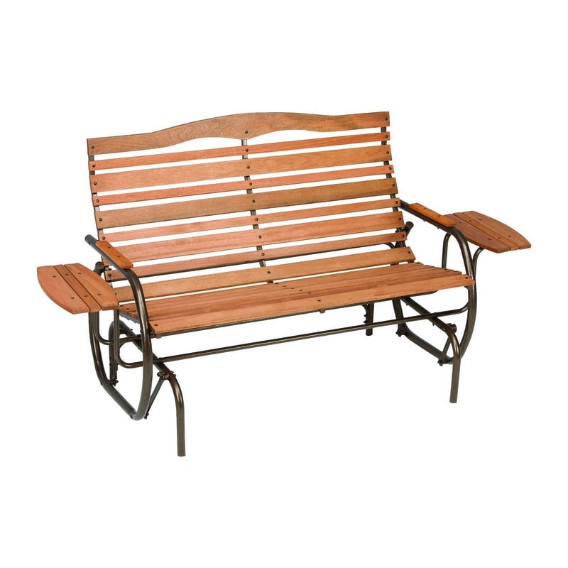 Jack Post Country Garden Glider Bench with Trays in Bronze Steel Frame | Bigbigmart.com