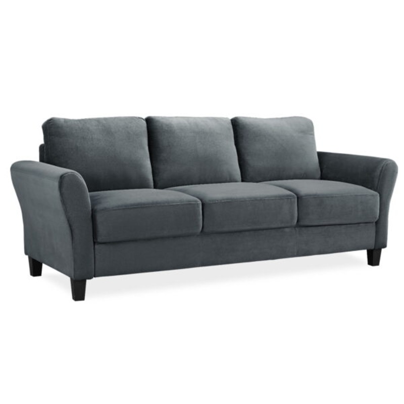 Lifestyle Solutions Alexa Sofa with Curved Arms, Gray Fabric | Bigbigmart.com