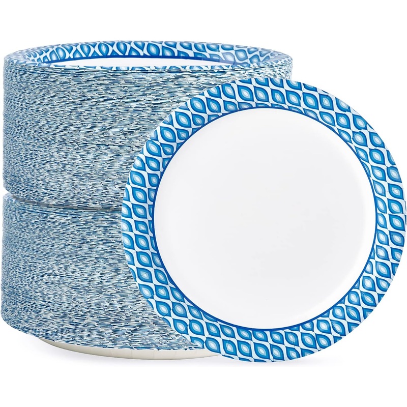 MUCHII 8.375 Inch 300 Count Disposable Paper Plates, Soak-Proof Paper Plates for Daily Use, Cut-Proof Holiday Paper Plates for Family Gatherings, Parties, Picnic And So On. | Bigbigmart.com