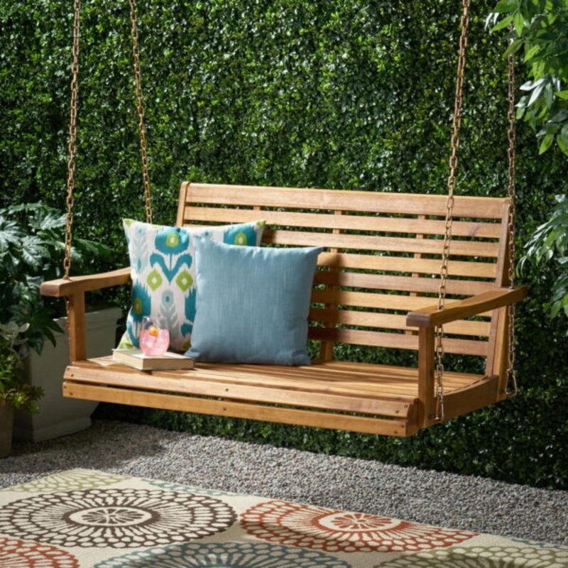 Noble House Ace 2 Person Acacia Wood Porch Swing – Teak | Bigbigmart.com