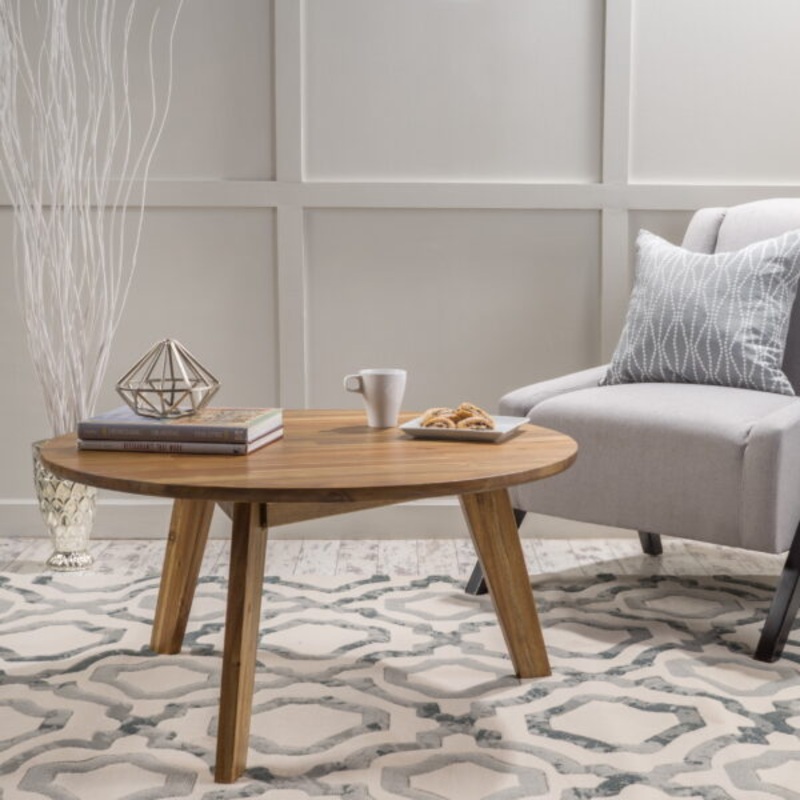 Noble House Albin Modern Acacia Wood Round Coffee Table, Natural | Bigbigmart.com
