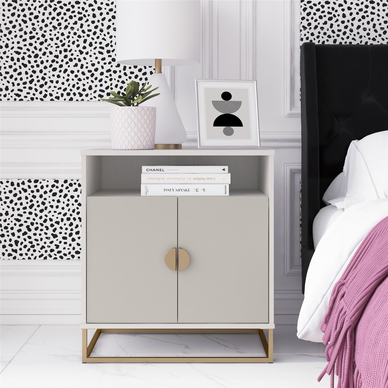 Novogratz Kelly Accent Cabinet, White/Taupe | Bigbigmart.com