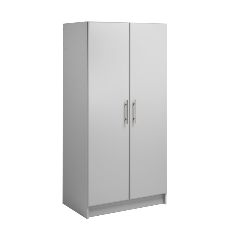 Prepac Elite 2-Door Freestanding Wardrobe Cabinet, 20 D x 32 W x 65 H, Light Gray | Bigbigmart.com