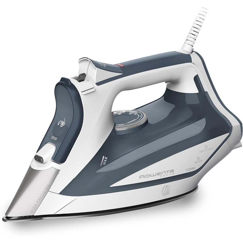 Rowenta Focus Stainless Steel Soleplate Steam Iron for Clothes 400 Microsteam Holes, Cotton, Wool, Poly, Silk, Linen, Nylon 1725 Watts Portable, Ironing, Garment Steamer DW5280 | Bigbigmart.com