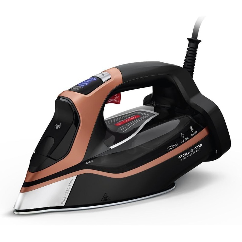 Rowenta Steam Force Pro Stainless Steel Soleplate Steam Iron for Clothes 400 Microsteam Holes, Cotton, Wool, Poly, Silk, Linen, Nylon, Professional Results 1850 Watts Ironing DW9540 | Bigbigmart.com
