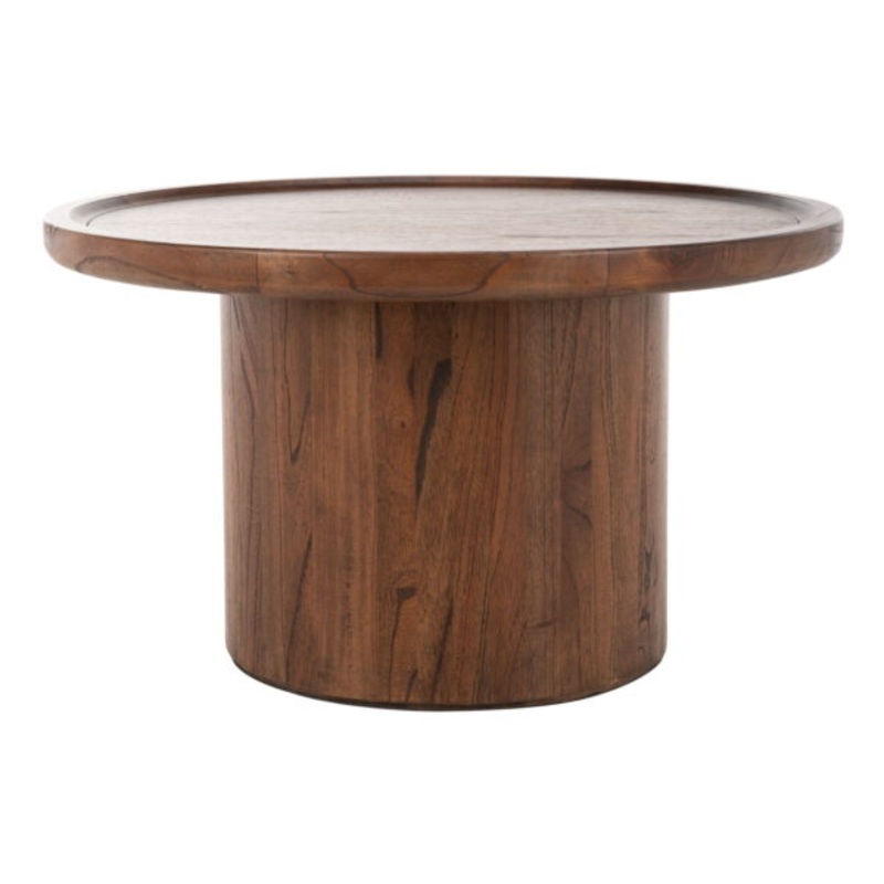 SAFAVIEH Devin Solid Round Pedestal Coffee Table, Dark Brown | Bigbigmart.com