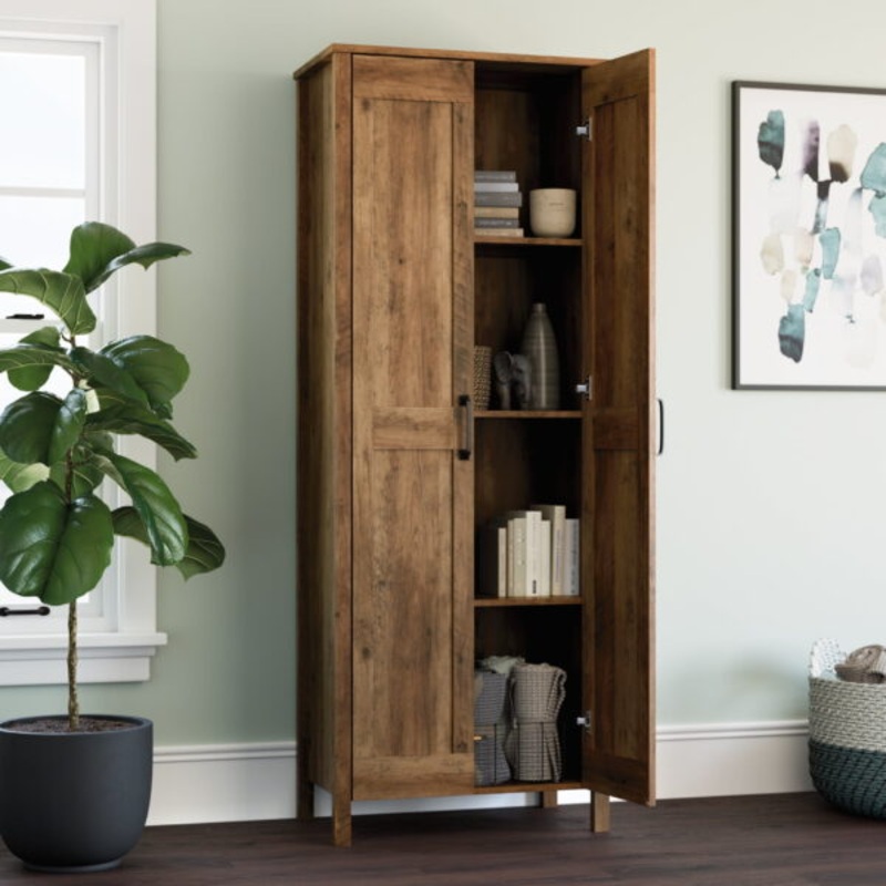 Sauder Two-Door Storage Cabinet, Rural Pine Finish | Bigbigmart.com