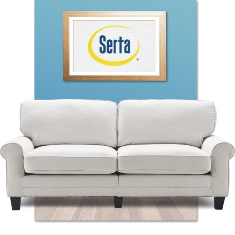 Serta Copenhagen Traditional Rolled Arm 78-inch Sofa, Cream White Fabric | Bigbigmart.com