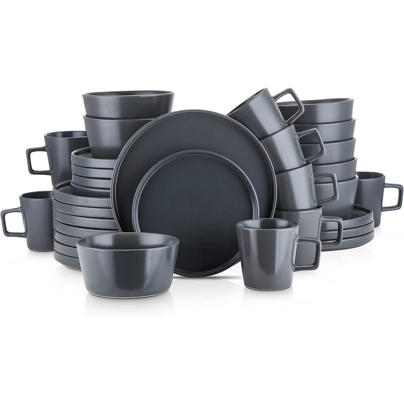Stone Lain 32 Piece Stoneware Dinnerware Set, Service for 8, Gray Matte | Bigbigmart.com