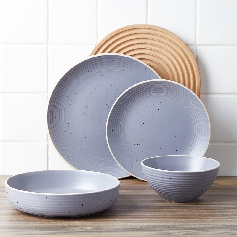 Stone lain Lauren Stoneware Dinnerware Set, 16-Piece Service for 4, Light Gray | Bigbigmart.com