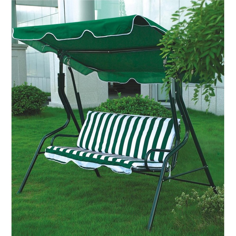 SUGIFT 3-Seat Patio Outdoor Porch Swing Glider Chair with Canopy, Green | Bigbigmart.com