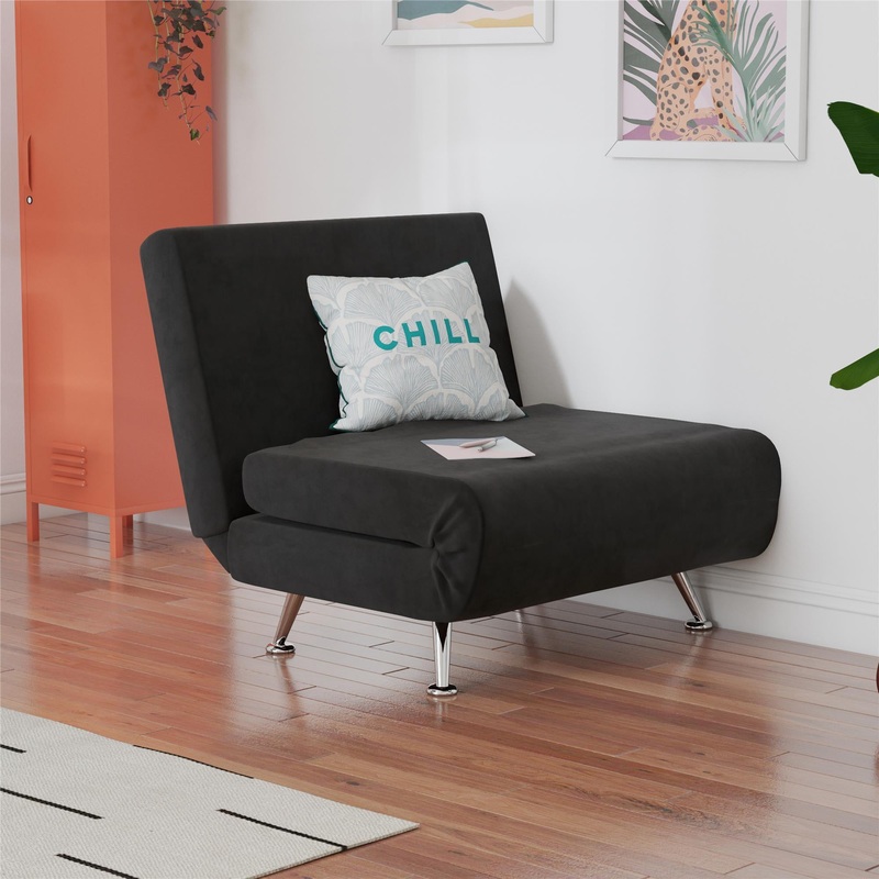 Teen Novogratz Kai Seater Flip Chair, Black Microfiber | Bigbigmart.com