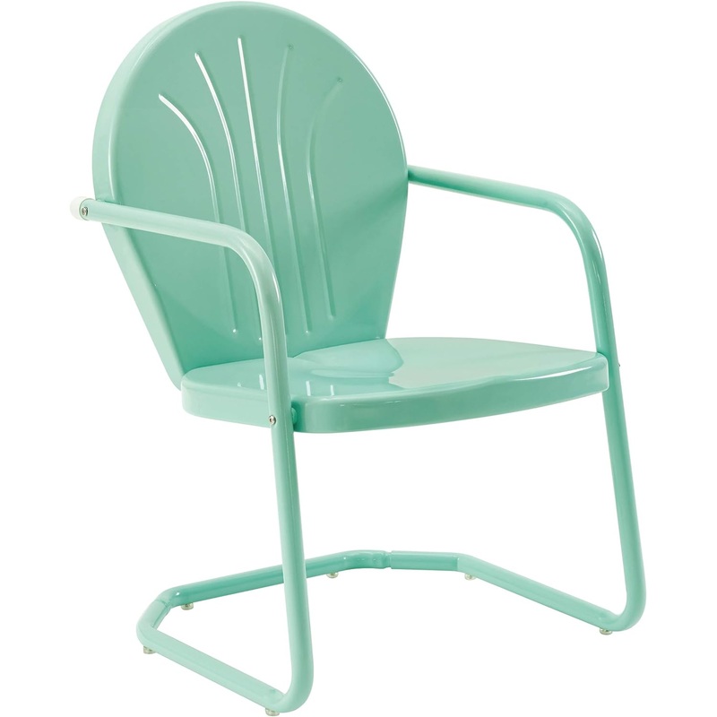 Crosley Furniture CO1001A-AQ Griffith Retro Metal Outdoor Chair, Aqua | Bigbigmart.com