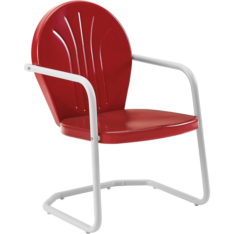 Crosley Furniture Griffith Metal Outdoor Chair – Red | Bigbigmart.com