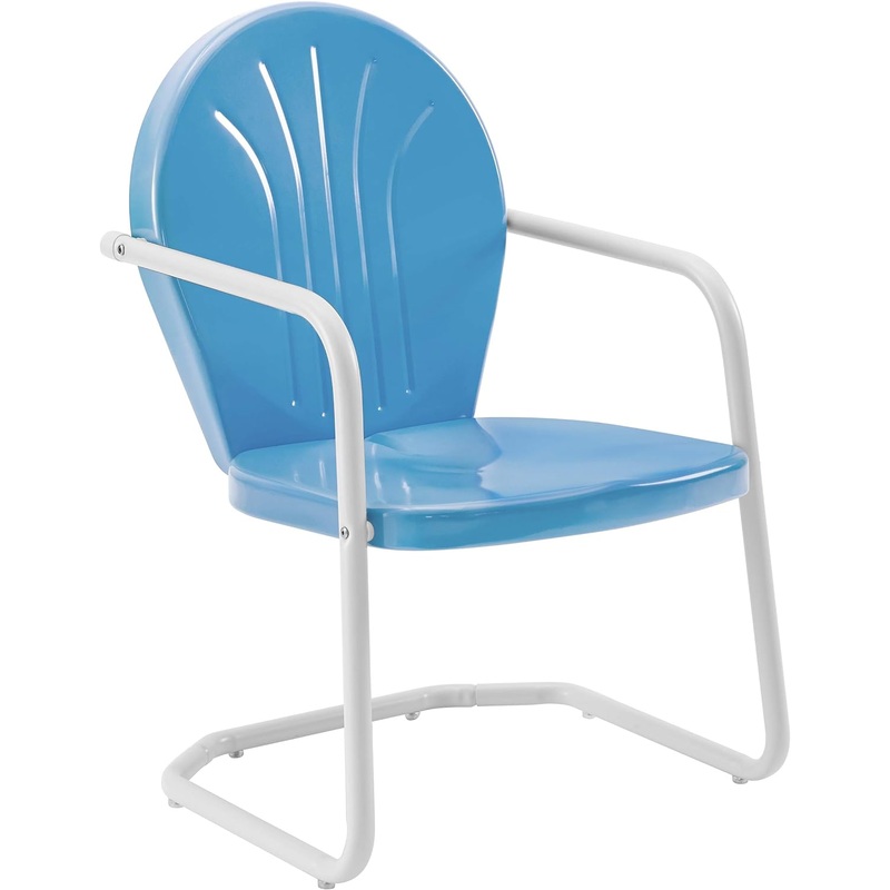 Crosley Furniture Griffith Metal Outdoor Chair – Sky Blue | Bigbigmart.com