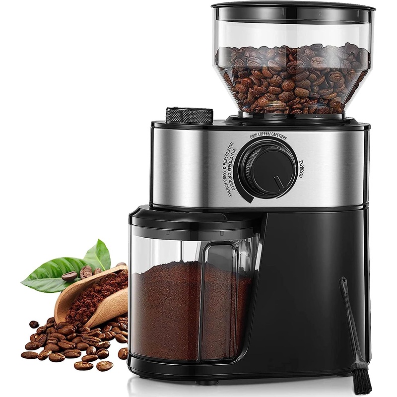 Electric Burr Coffee Grinder, FOHERE Coffee Bean Grinder with 18 Precise Grind Settings, 2-14 Cup for Drip, Percolator, French Press, Espresso and Turkish Electric Coffee Makers, Black | Bigbigmart.com
