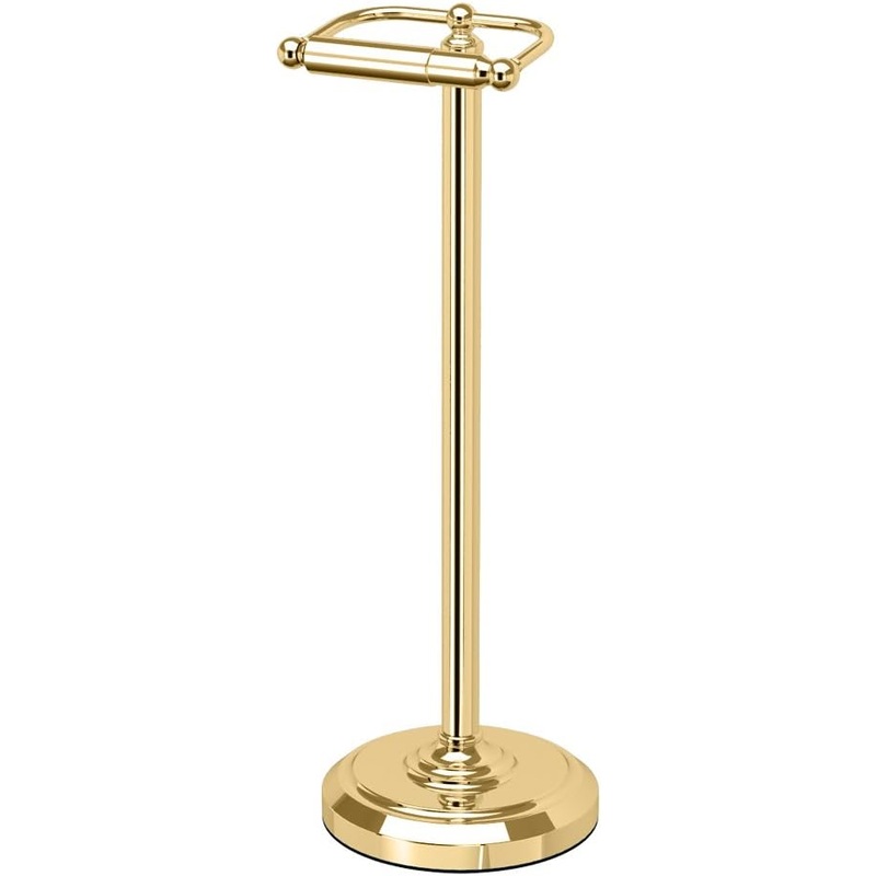 Gatco 1436 Pedestal Toilet Paper Holder, Polished Brass | Bigbigmart.com