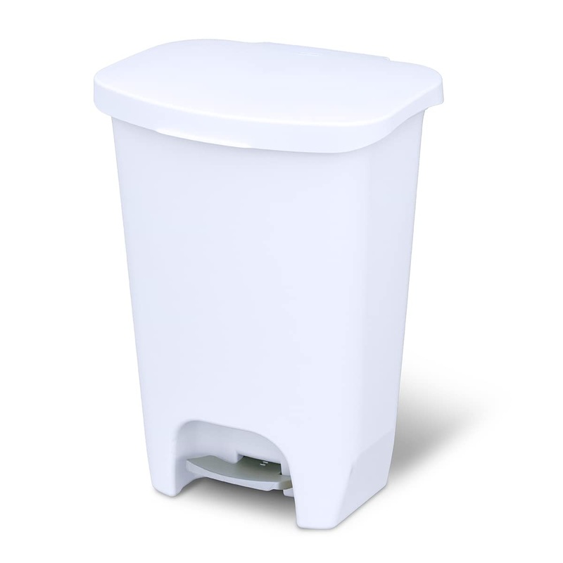 Glad 13 Gallon Trash Can | Plastic Kitchen Waste Bin with Odor Protection of Lid | Hands Free, 13 Gallon, White