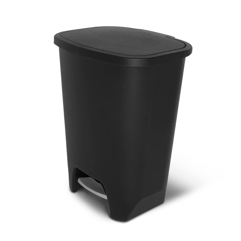 Glad 20 Gallon Trash Can – Plastic Kitchen Waste Bin with Odor Protection of Lid – Hands Free with Step On Foot Pedal and Garbage Bag Rings, Black | Bigbigmart.com
