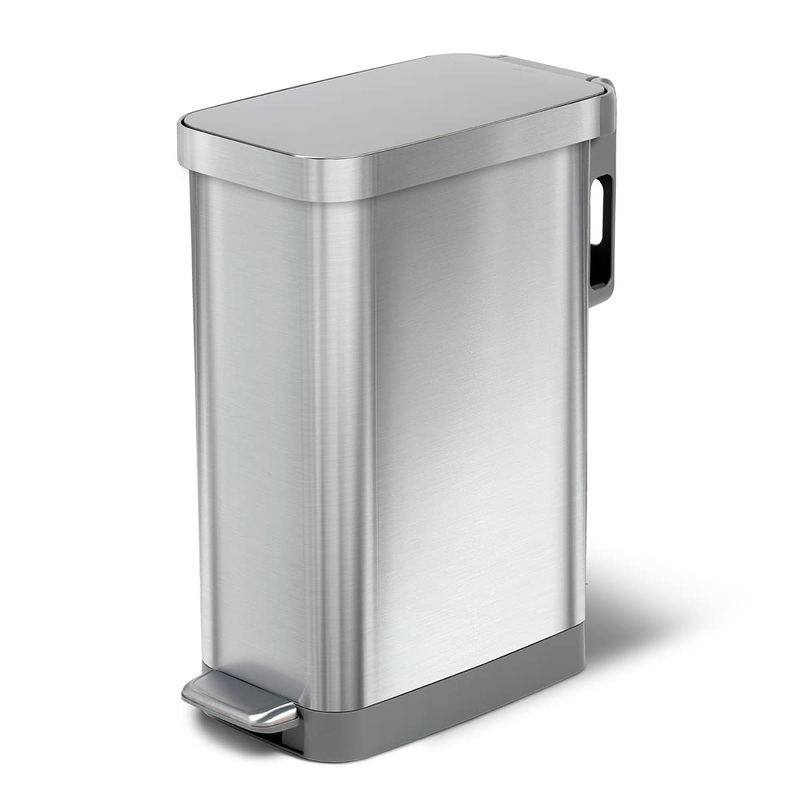 Glad Slim Trash Can with Clorox Odor Protection – Narrow Kitchen Garbage Bin, All Stainless, 45 Liter