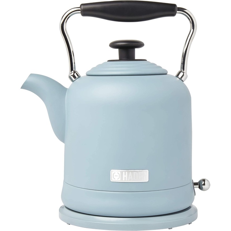 Haden 75025 HIGHCLERE Vintage Retro 1.5 Liter/6 Cup Capacity Innovative Cordless Electric Stainless Steel Tea Pot Kettle with 360 Degree Base, Pool Blue | Bigbigmart.com