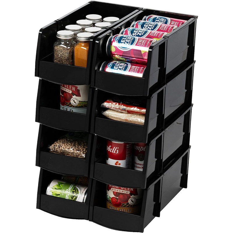 IRIS Large Bin, 8 Pack, Black | Bigbigmart.com