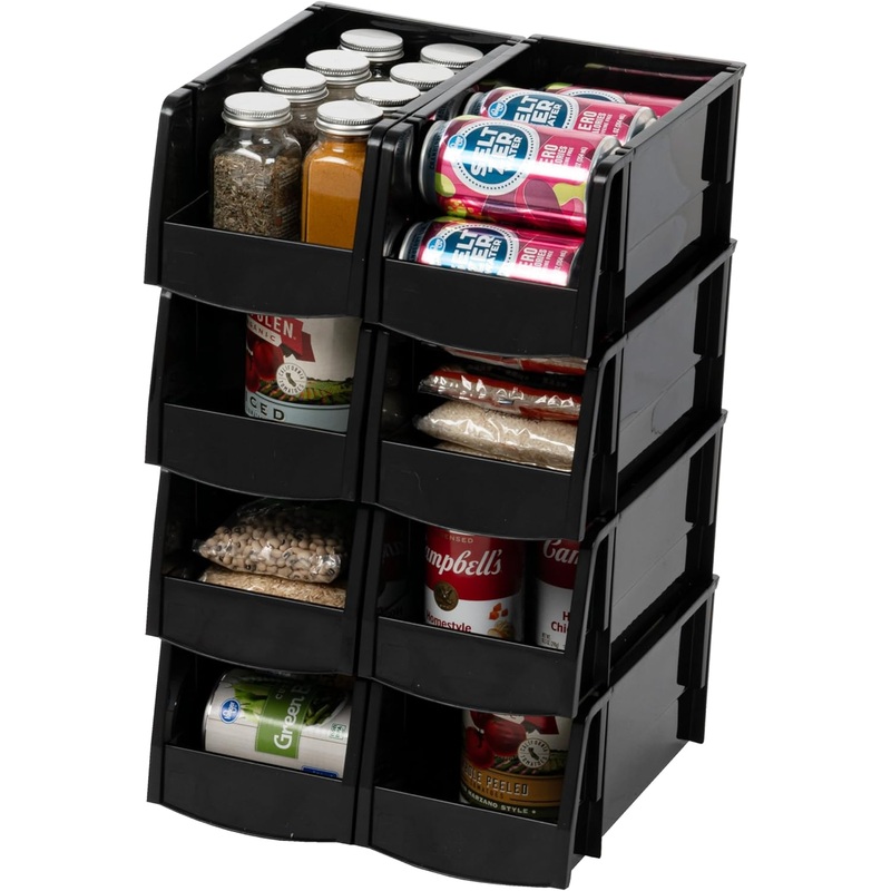 IRIS Medium Bin, 8 Pack, Black | Bigbigmart.com