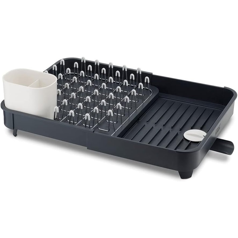 Joseph Joseph 85040 Extend Expandable Dish Drying Rack and Drainboard Set Foldaway Integrated Spout Drainer Removable Steel Rack and Cutlery Holder, Gray | Bigbigmart.com