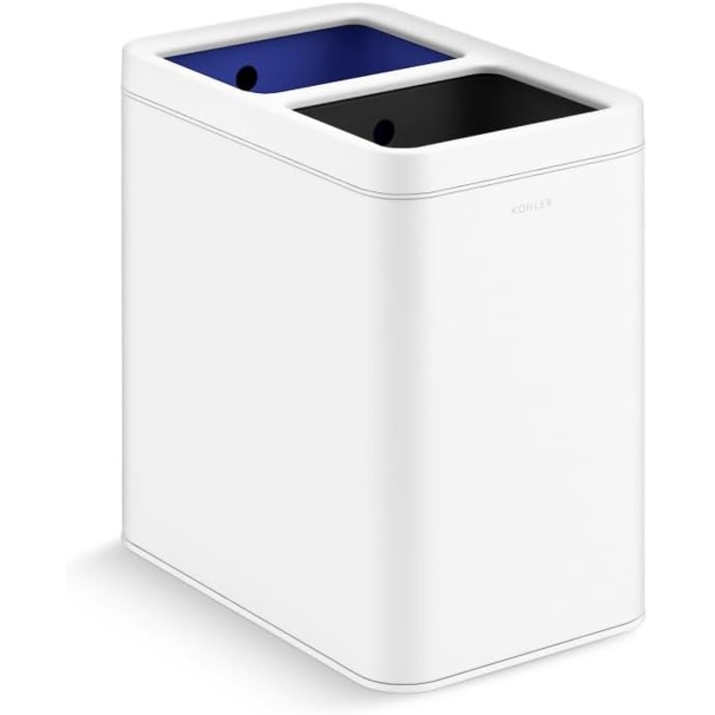 Kohler K-31315-STW 22-Liter Dual-Bin Open-Top Trash Can, White Stainless Steel | Bigbigmart.com