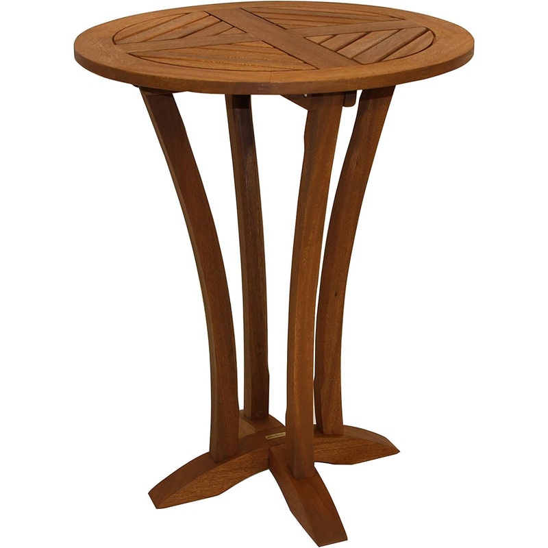 Outdoor Interiors Eucalyptus 30-Inch Diameter Round Bar Table | Bigbigmart.com