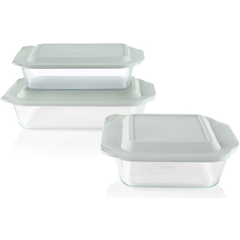 Pyrex Deep Baking Dish Set (6-Piece, BPA-Free Lids) | Bigbigmart.com
