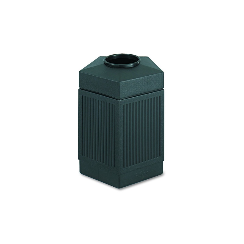 Safco Products Canmeleon Outdoor-Indoor Open Top Pentagon Trash Can 9486BL, Black, Decorative Fluted Panels, 45-Gallon Capacity | Bigbigmart.com