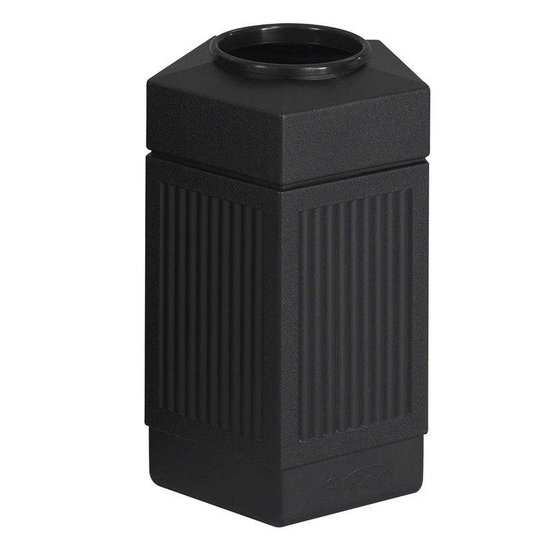 Safco Products Canmeleon Outdoor-Indoor Open Top Pentagon Trash or Garbage Can 9485BL, Black, Five Fluted Panels, 30-Gallon Capacity | Bigbigmart.com