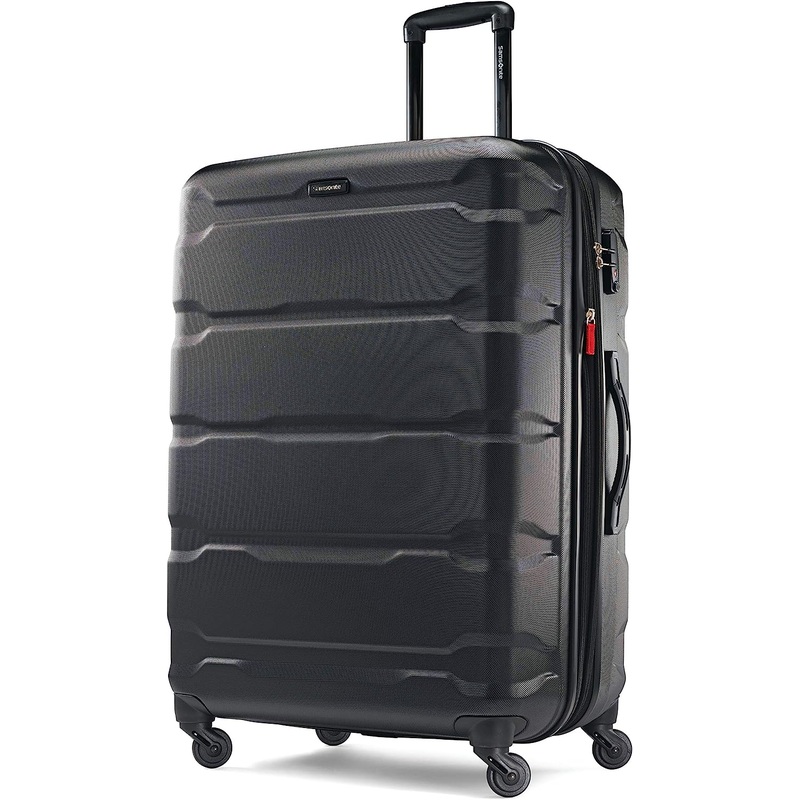 Samsonite Omni PC Hardside Expandable Luggage with Spinner Wheels, Checked-Large 28-Inch, Black | Bigbigmart.com