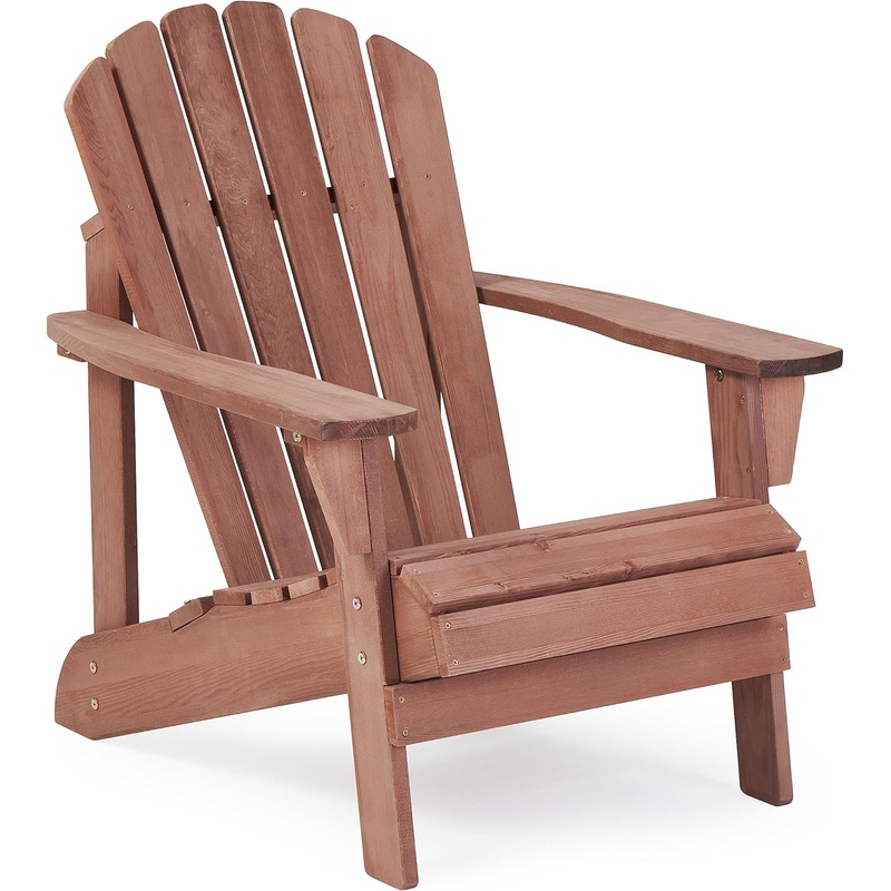 SoliWood Kingsize Wooden Adirondack Chair, Half Pre-Assembled Wood Patio Lounge Chair for Outdoor Garden Backyard Porch Pool Deck Firepit | Bigbigmart.com