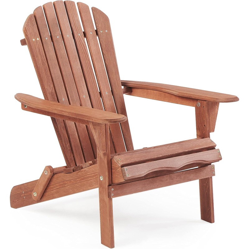 SoliWood Wooden Folding Adirondack Chair, Half Pre-Assembled Wood Patio Lounge Chair for Outdoor Garden Backyard Porch Pool Deck Firepit | Bigbigmart.com