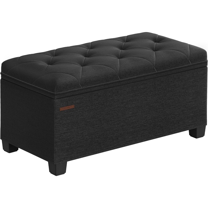 SONGMICS Storage Ottoman Bench, Bench with Storage, for Entryway, Bedroom, Living Room, Black ULSF068B01 | Bigbigmart.com