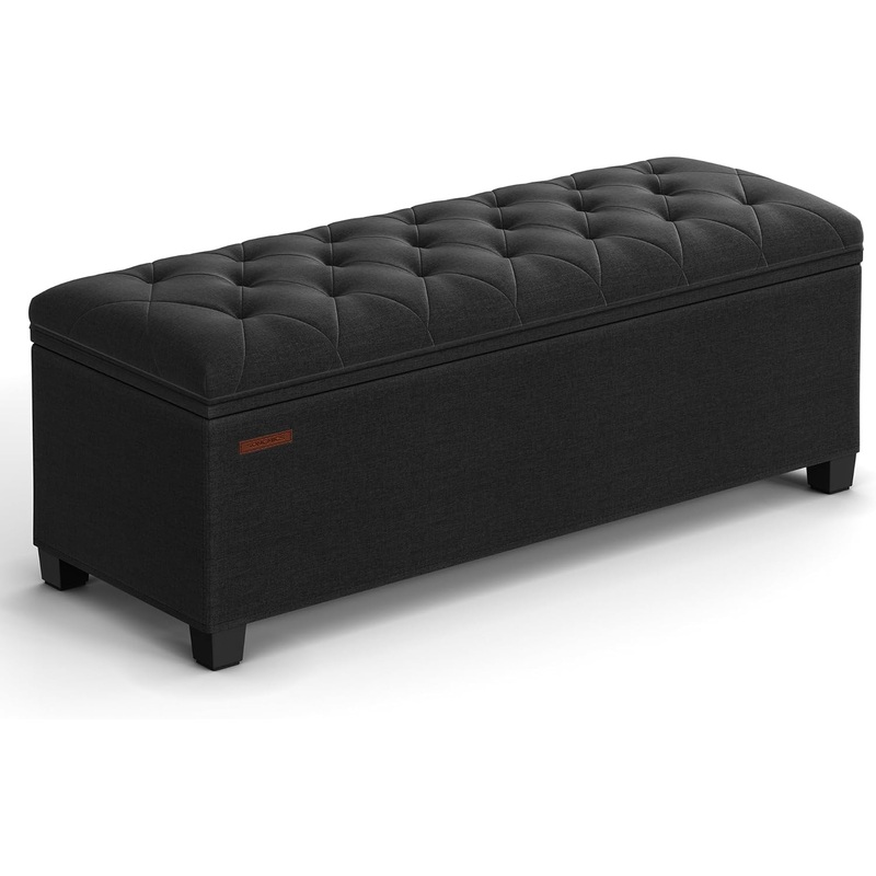 SONGMICS Storage Ottoman Bench, Bench with Storage, for Entryway, Bedroom, Living Room, Black ULSF088B01 | Bigbigmart.com